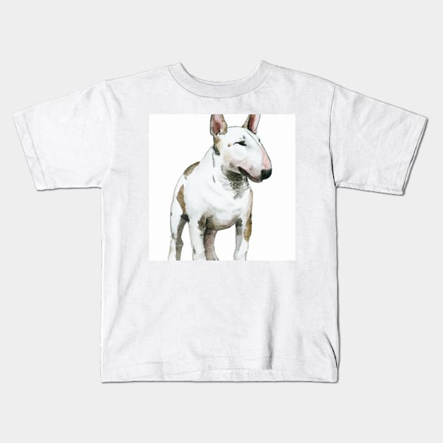 Miniature Bull Terrier Watercolor - Dog Lovers Kids T-Shirt by Edd Paint Something